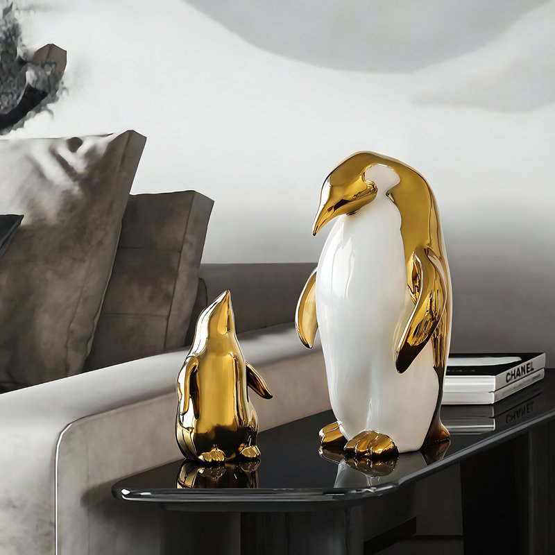 Statue contemporaine de pingouin en céramique