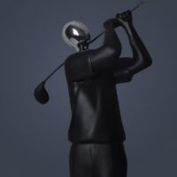 Statue homme golfeur en résine