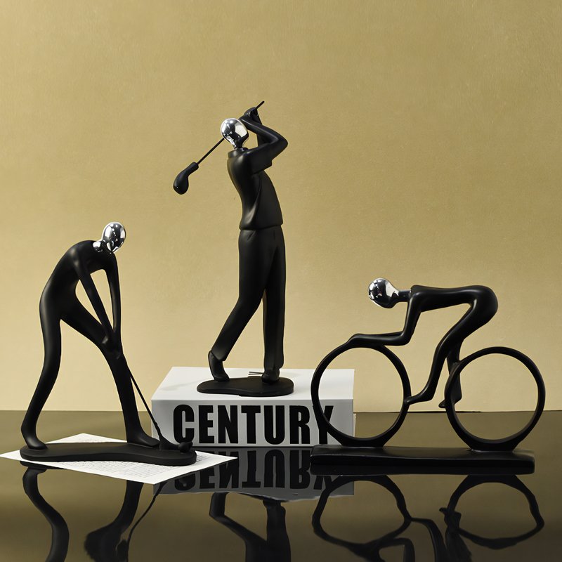 Statue homme golfeur en résine