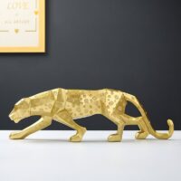 Statue panthère dorée en résine tacheté