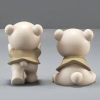 Statue serre livre duo ours mignon beige et marron