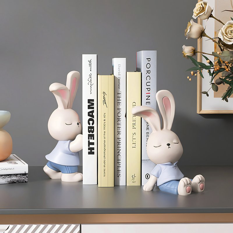 Statue serre livre lapin mignon bleu
